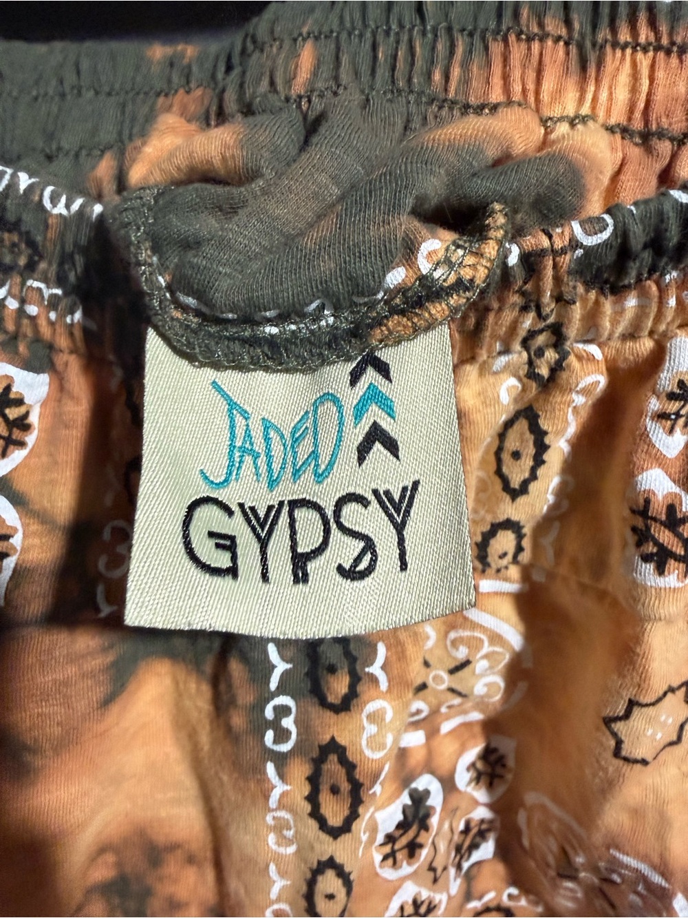 Jaded Gypsy Bandana Print Harem Pants in Rust & Olive - Picture 2 of 3